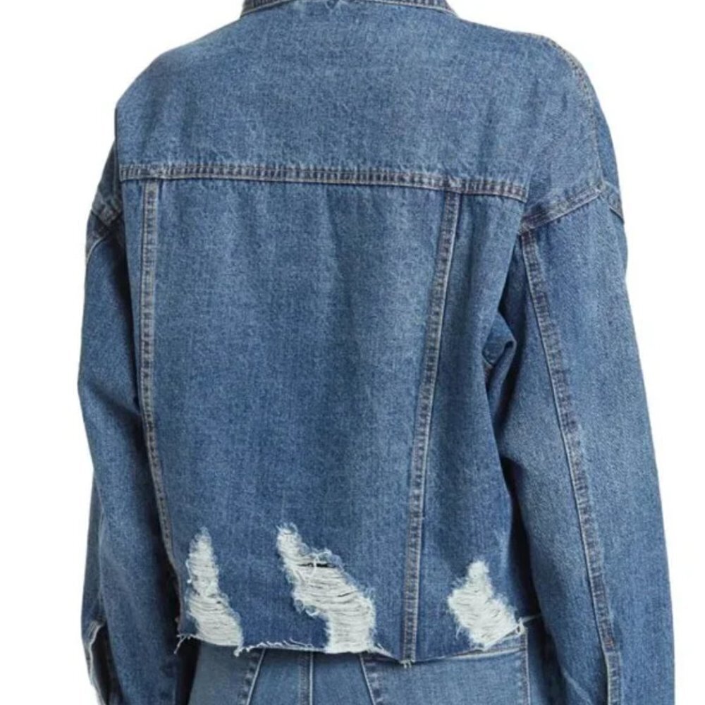 NWT Blank NYC Distressed Denim Jacket - Picture 2 of 12